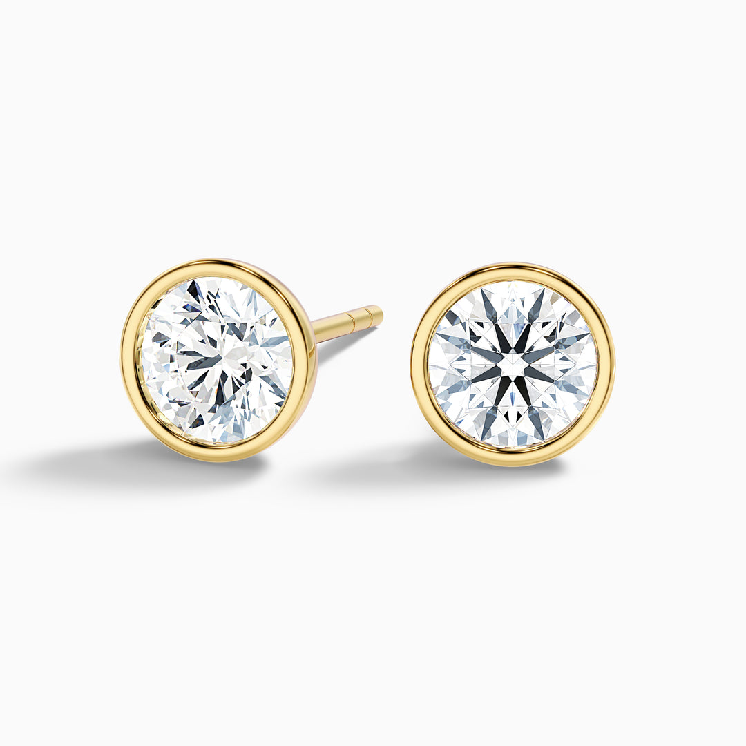 Round Rubover Moissanite Stud Diamond Earrings