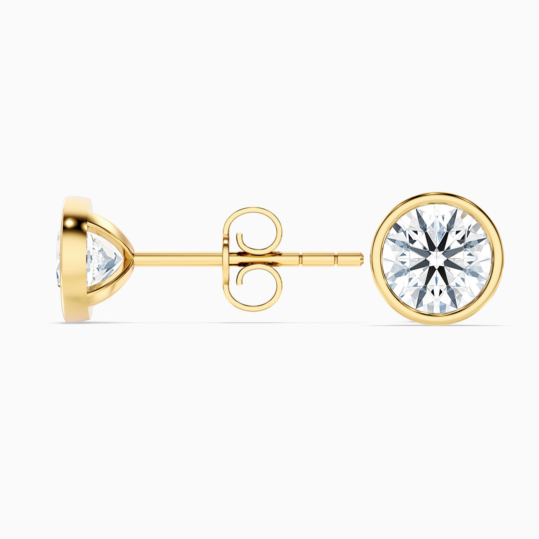 Round Rubover Moissanite Stud Diamond Earrings