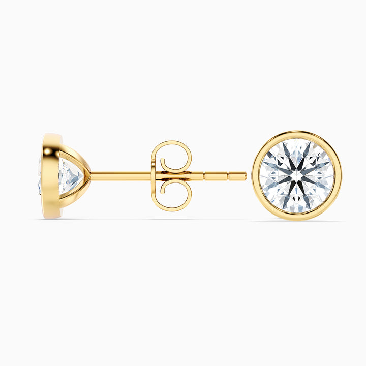 Round Rubover Moissanite Stud Diamond Earrings