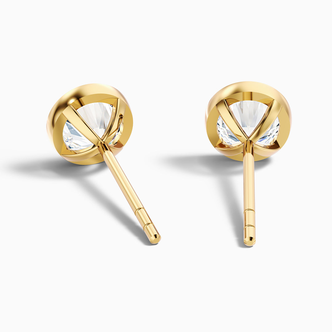 Round Rubover Lab Grown Stud Diamond Earrings
