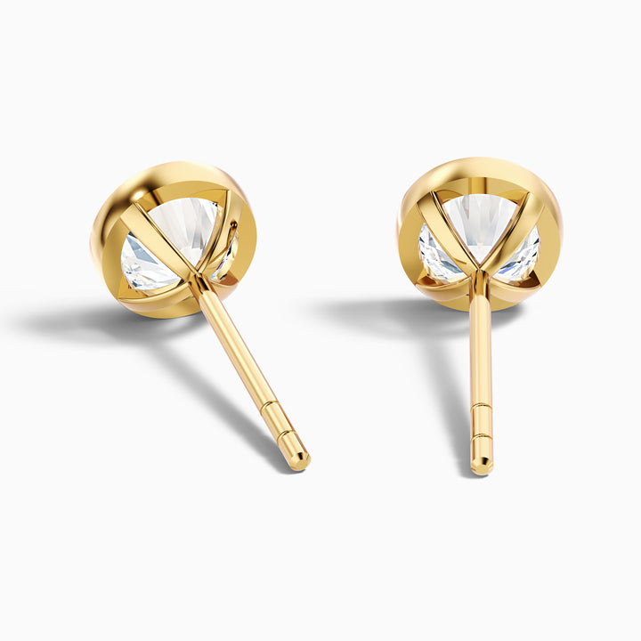 Round Rubover Lab Grown Stud Diamond Earrings