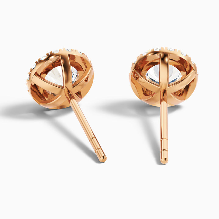 Round Halo Lab Grown Stud Diamond Earrings