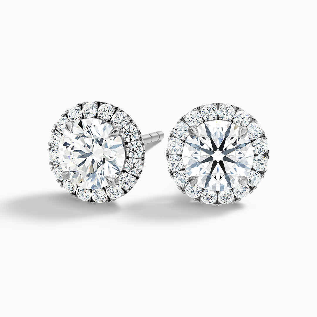 Round Halo Moissanite Stud Diamond Earrings