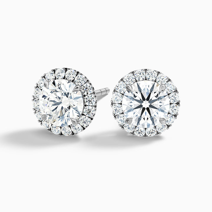 Round Halo Moissanite Stud Diamond Earrings
