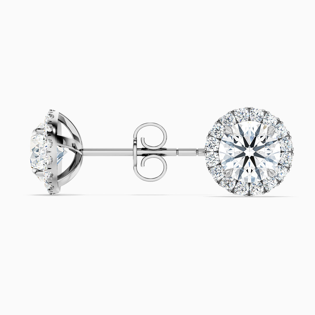 Round Halo Moissanite Stud Diamond Earrings