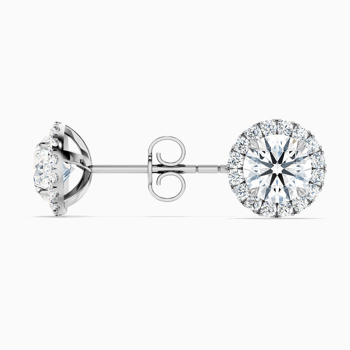 Round Halo Moissanite Stud Diamond Earrings
