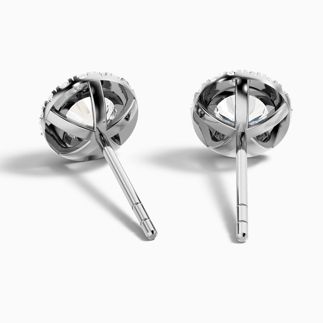 Round Halo Moissanite Stud Diamond Earrings