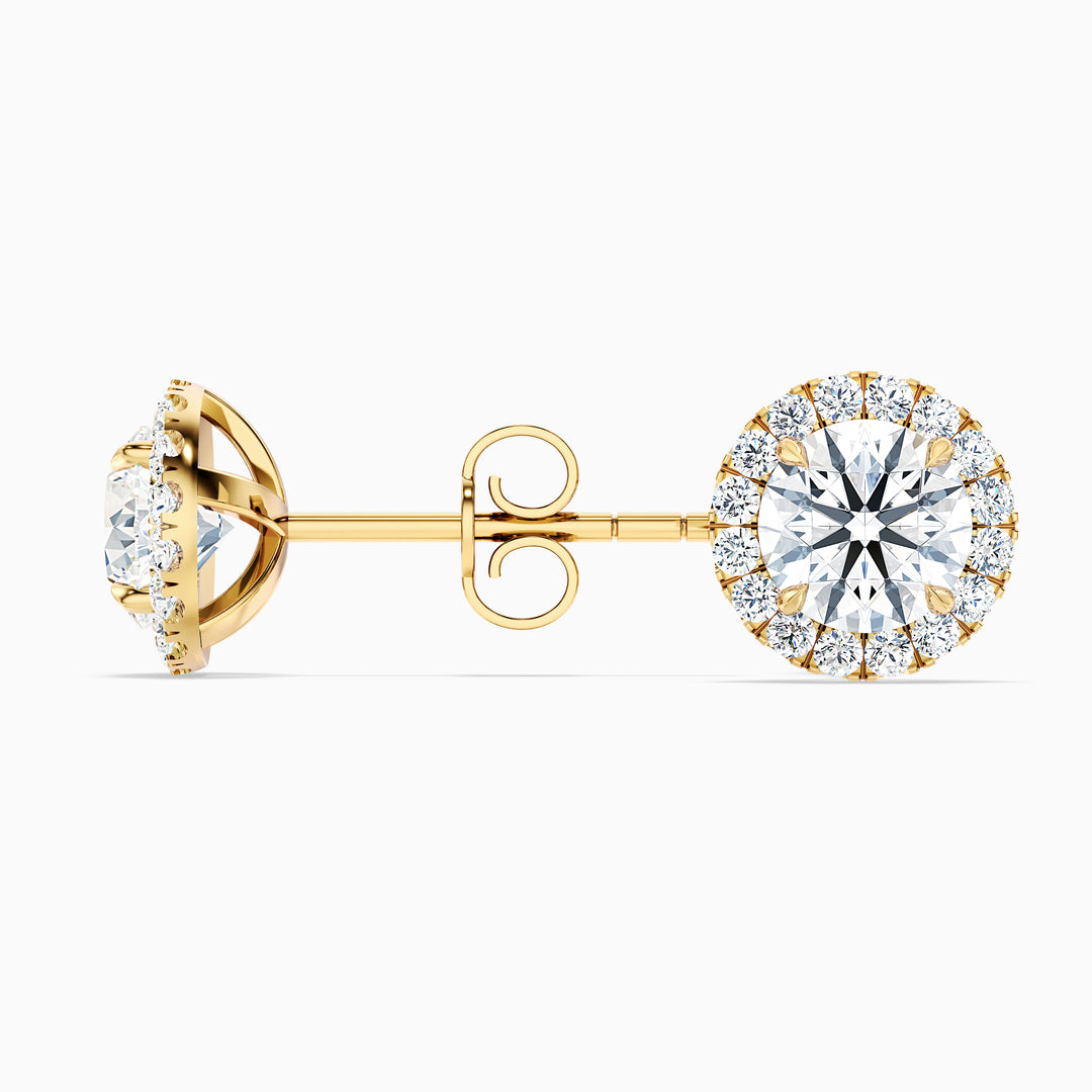 Round Halo Moissanite Stud Diamond Earrings