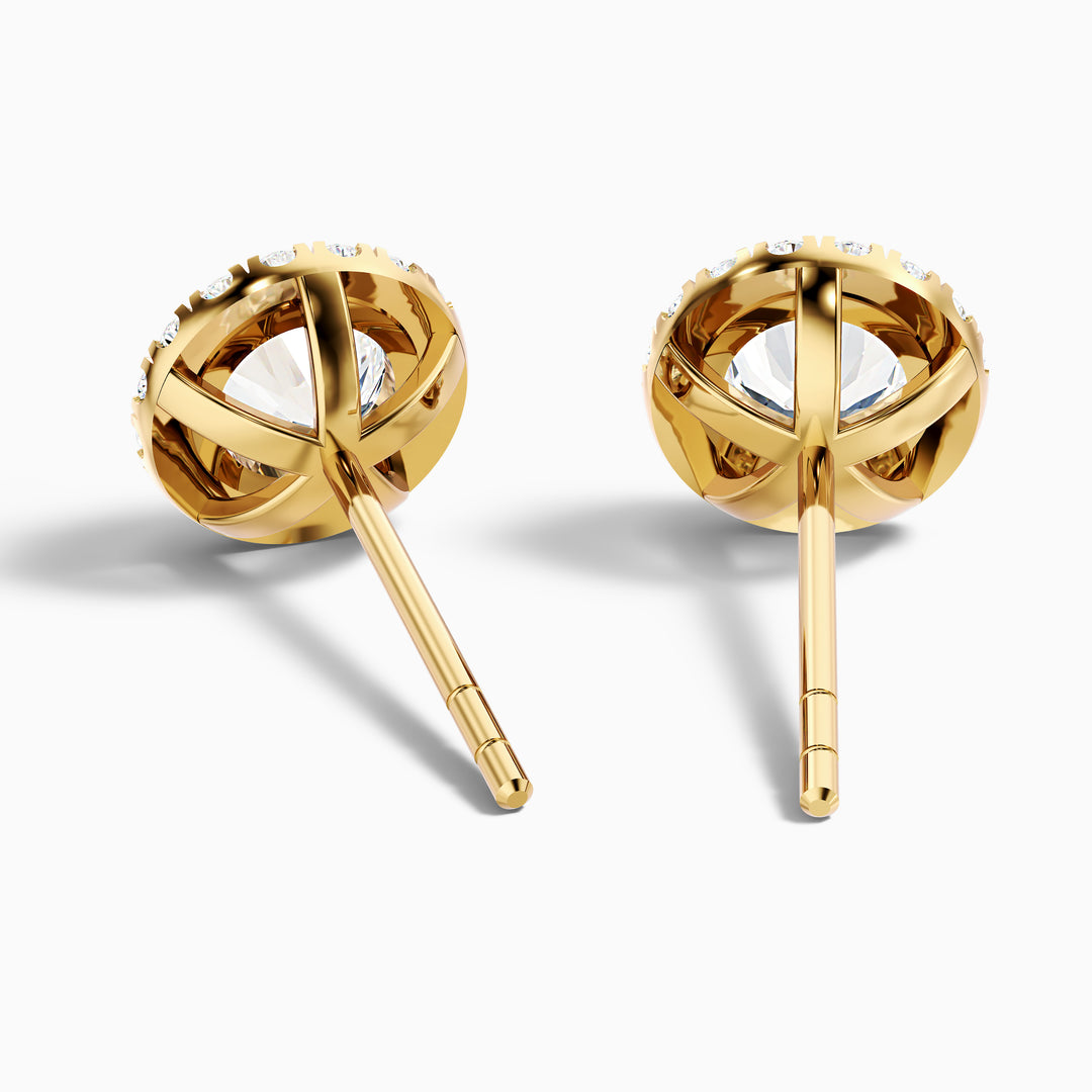 Round Halo Lab Grown Stud Diamond Earrings