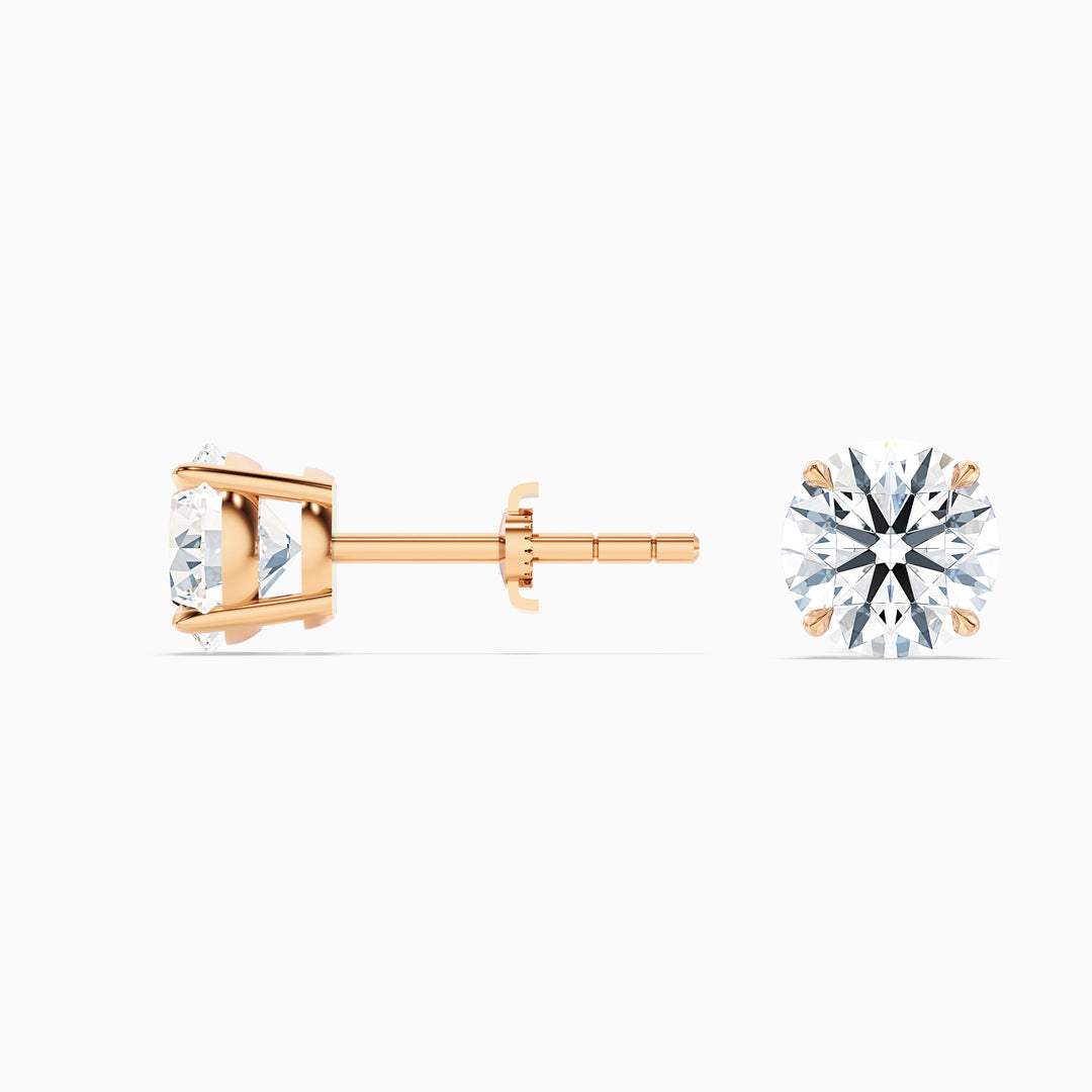 4 Prong Round Cut IGI Certified Lab Grown Diamond Basket Stud Earrings