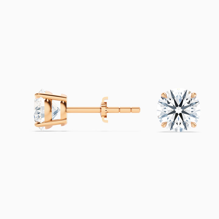 4 Prong Round Cut IGI Certified Lab Grown Diamond Basket Stud Earrings