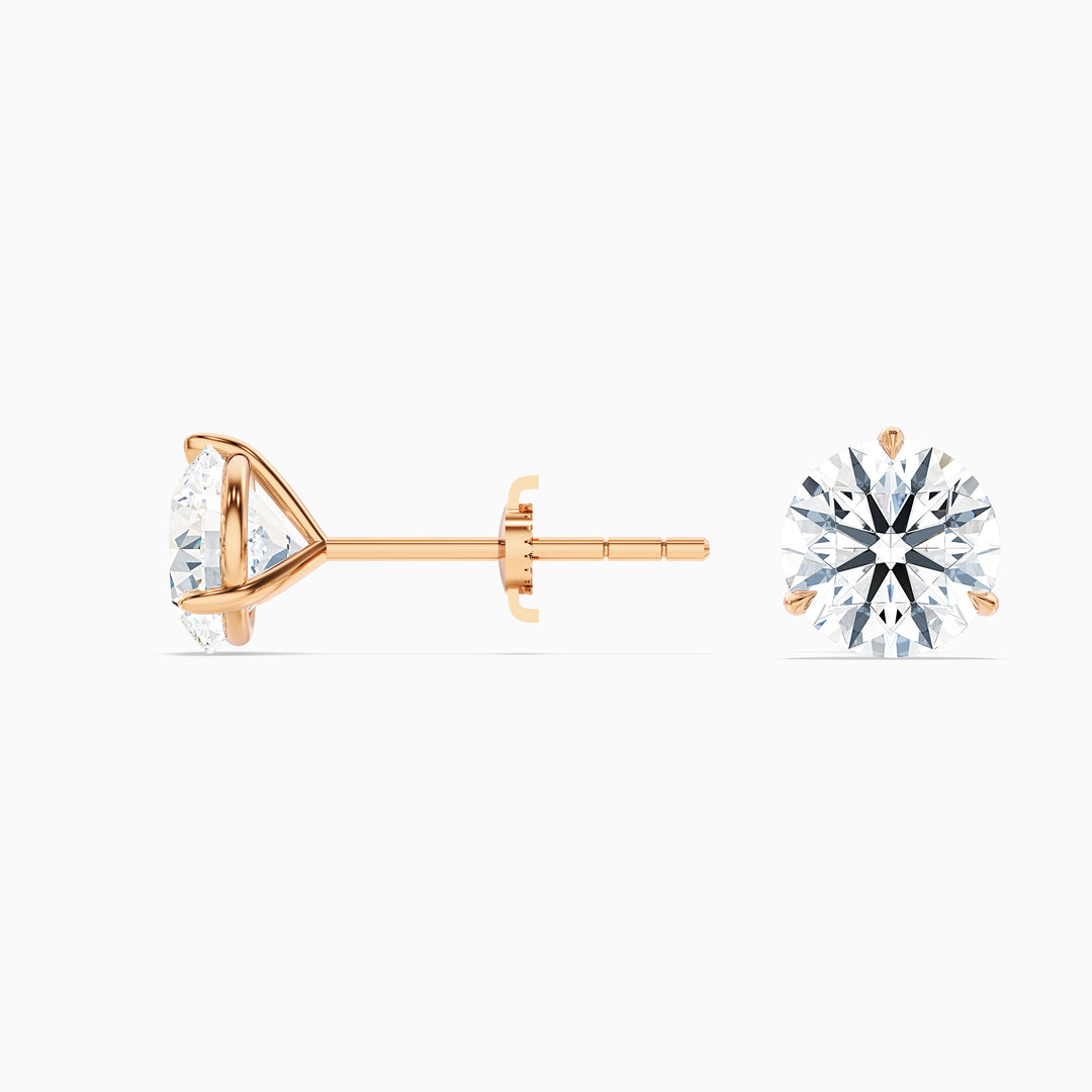 3 Prong Martini Round Cut IGI Certified Lab Grown Diamond Stud Earrings