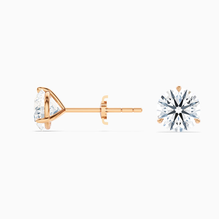 3 Prong Martini Round Cut IGI Certified Lab Grown Diamond Stud Earrings