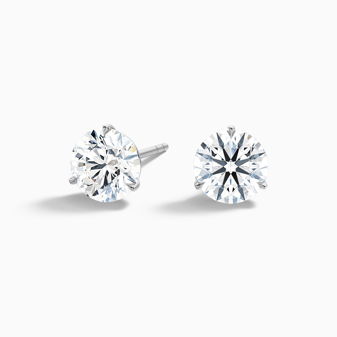 3 Prong Martini Round Cut IGI Certified Lab Grown Diamond Stud Earrings