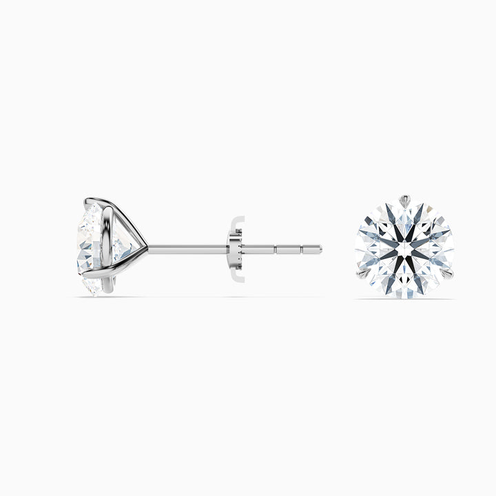 3 Prong Martini Round Cut IGI Certified Lab Grown Diamond Stud Earrings