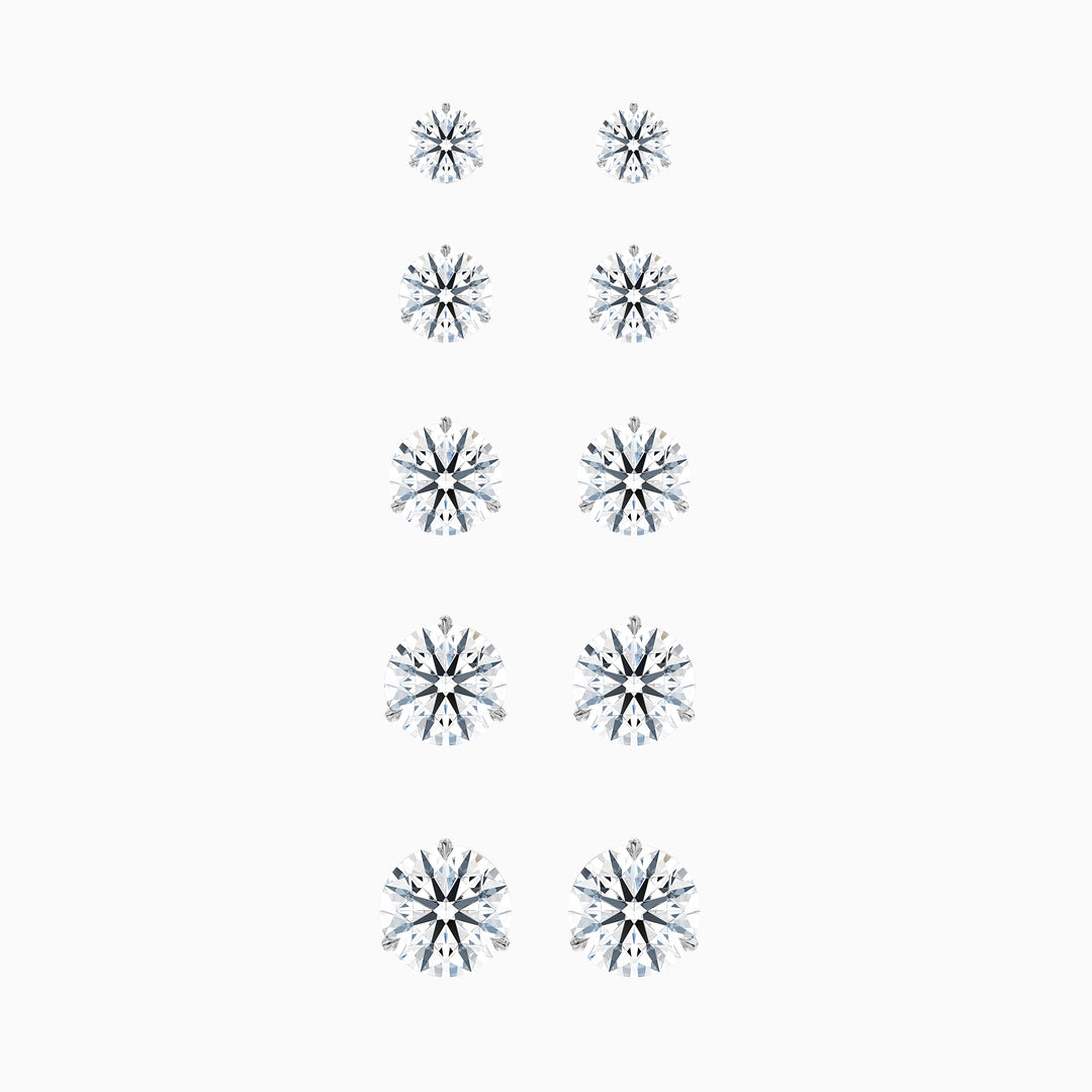3 Prong Martini Round Cut IGI Certified Lab Grown Diamond Stud Earrings