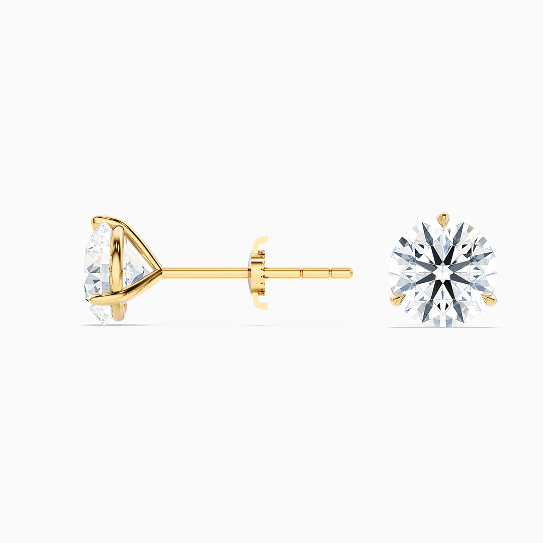 3 Prong Martini Round Cut IGI Certified Lab Grown Diamond Stud Earrings