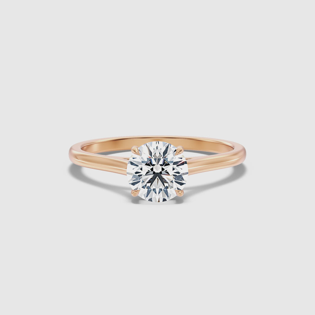 Lena 4 Carat Round Cut Solitaire Lab Grown Engagement Ring in 10k Rose Gold