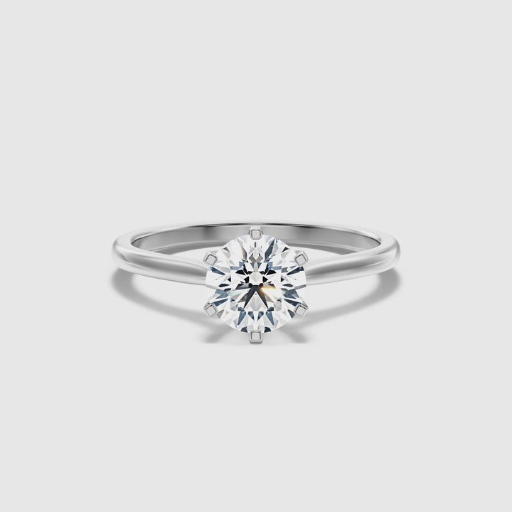 Amy 1 Carat Round Solitaire Lab Grown Diamond Ring in 10k White Gold