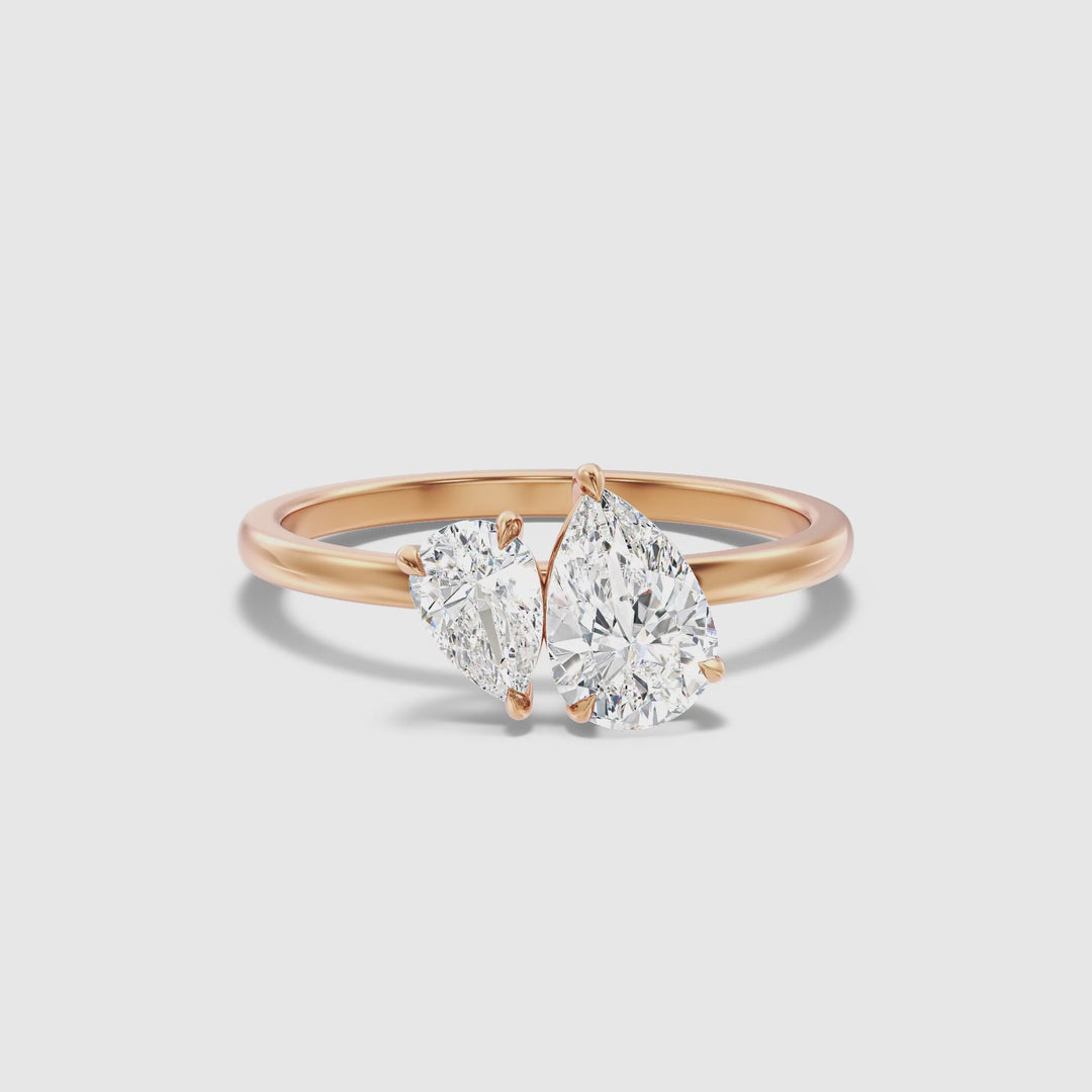 Skye Toi Et Moi Engagement Ring in 14k Rose Gold With With Both Pear Two Stone Moissanite Diamond (2 Ct. Tw.)