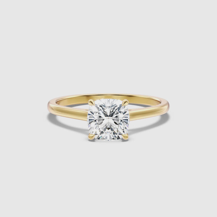 Joa 1.5 Carat Cushion Cut Solitaire Lab Grown Engagement Ring in 14k Yellow Gold