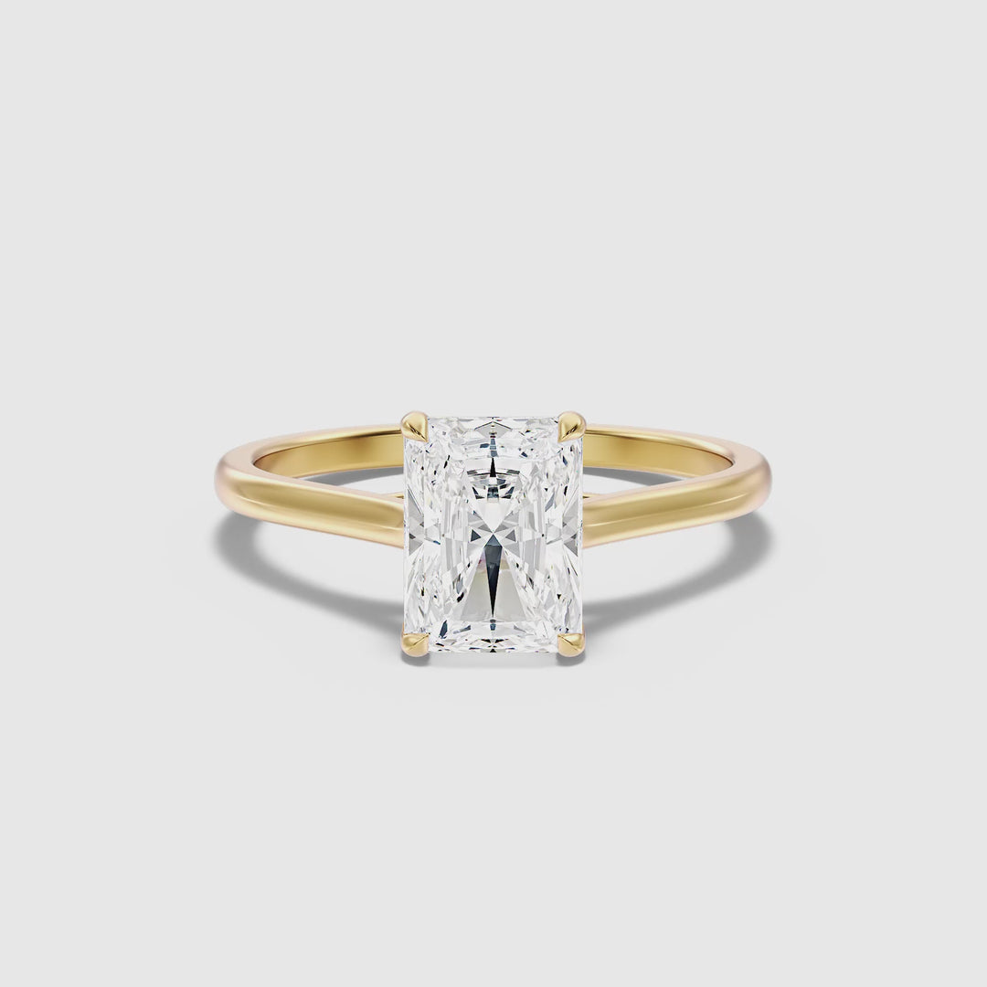 Daisy 1 Carat Radiant Cut Solitaire Lab Grown Diamond Ring in 18k Yellow Gold