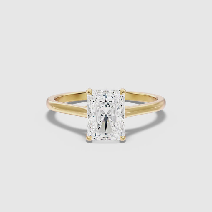 Daisy 1 Carat Radiant Cut Solitaire Lab Grown Diamond Ring in 18k Yellow Gold