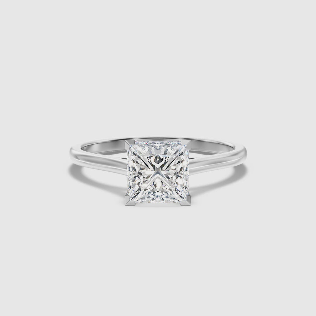 Lux 4.5 Carat Princess Cut Solitaire Moissanite Engagement Ring in 10k White Gold