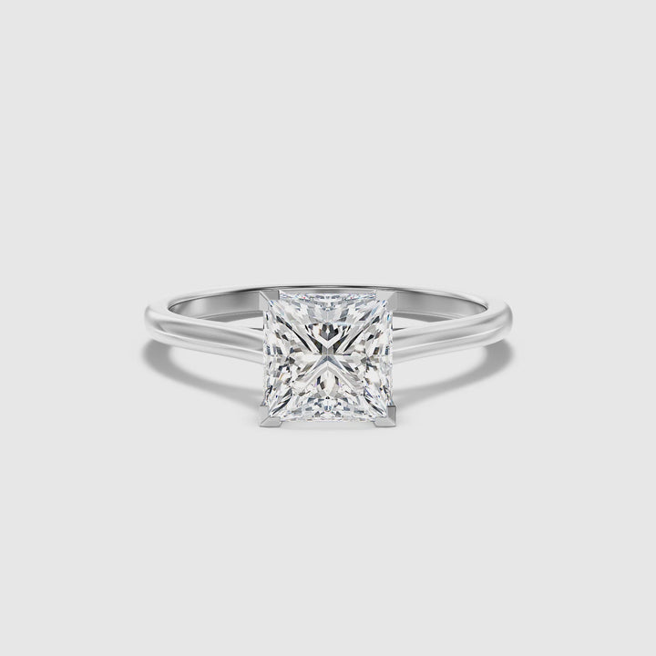 Lux 4.5 Carat Princess Cut Solitaire Moissanite Engagement Ring in 10k White Gold