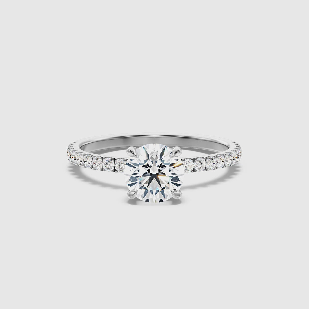 Claire 3 Carat Round Hidden Halo Pave Lab Grown Engagement Ring in 18k White Gold