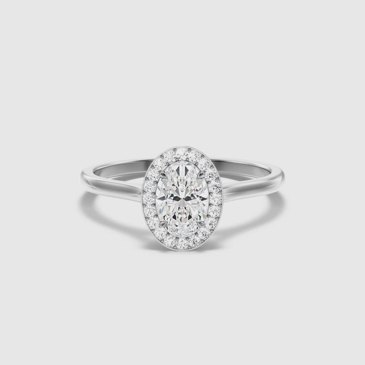 Carol 1 Carat Oval Cut Halo Lab Grown Engagement Ring in 10k White Gold