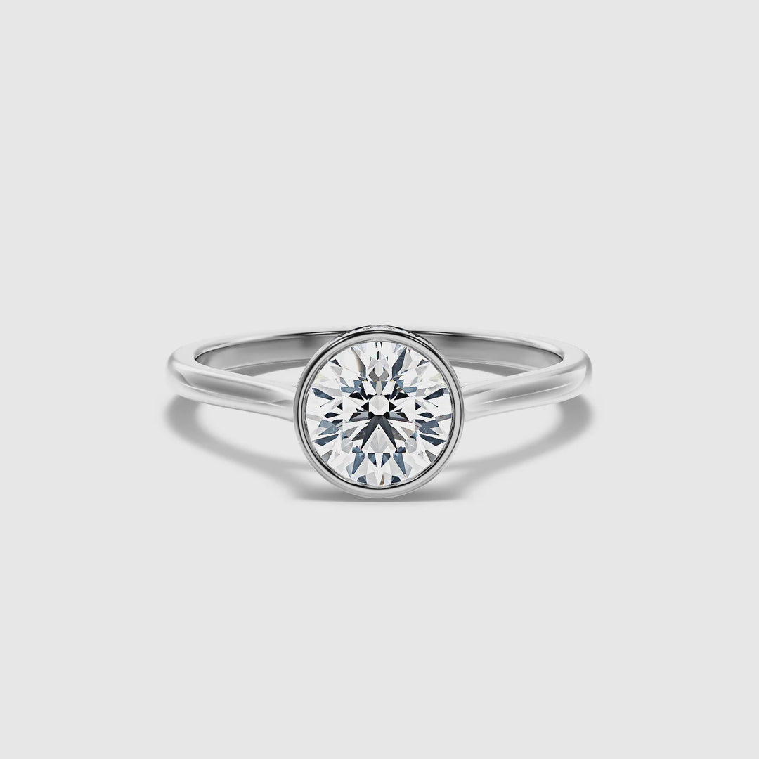 Anya 2 Carat Round Lab Grown Engagement Ring Hidden Halo in 18k White Gold