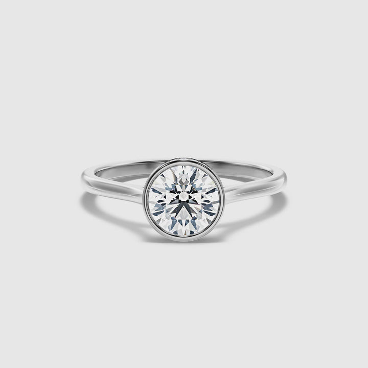 Anya 2 Carat Round Lab Grown Engagement Ring Hidden Halo in 18k White Gold