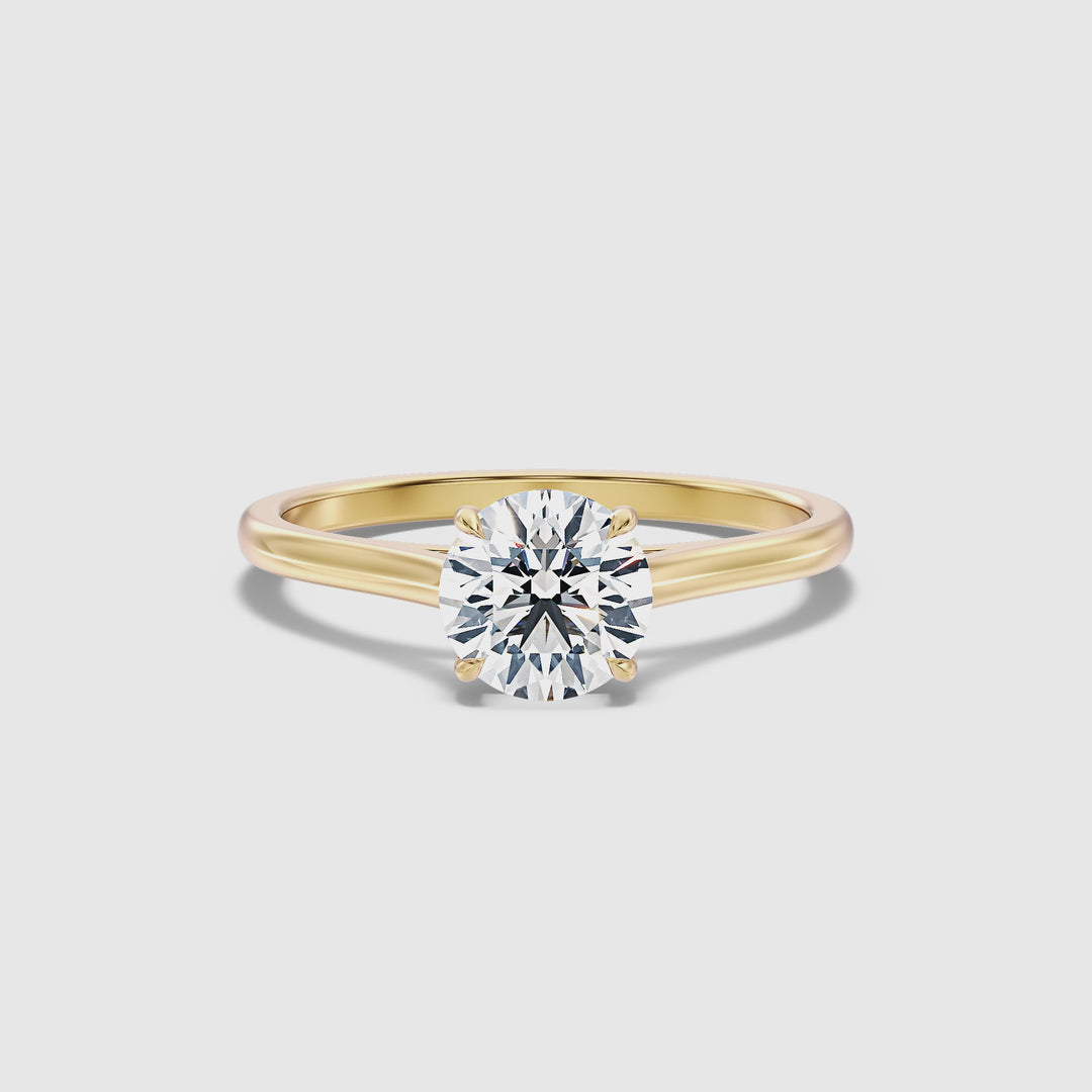 Lena 2 Carat Round Cut Solitaire Lab Grown Engagement Ring in 18k Yellow Gold