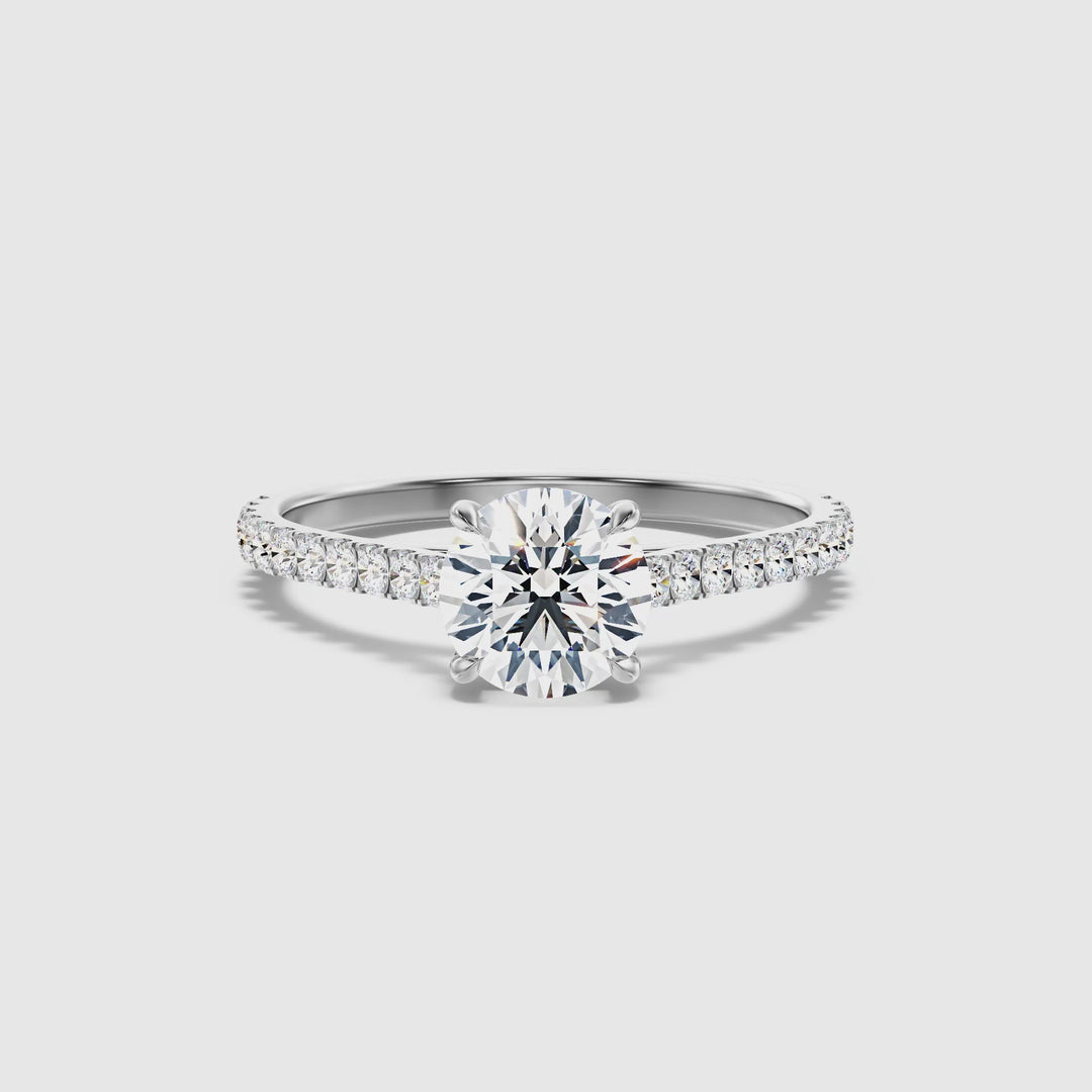 Riva 2 Carat Round Side Stone Pave Lab Grown Engagement Ring in 10k White Gold