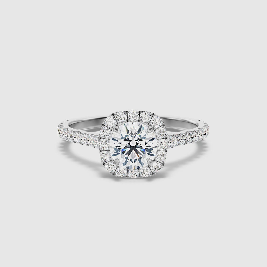 Nia 2 Carat Round Halo Pave Lab Grown Engagement Ring in 10k White Gold