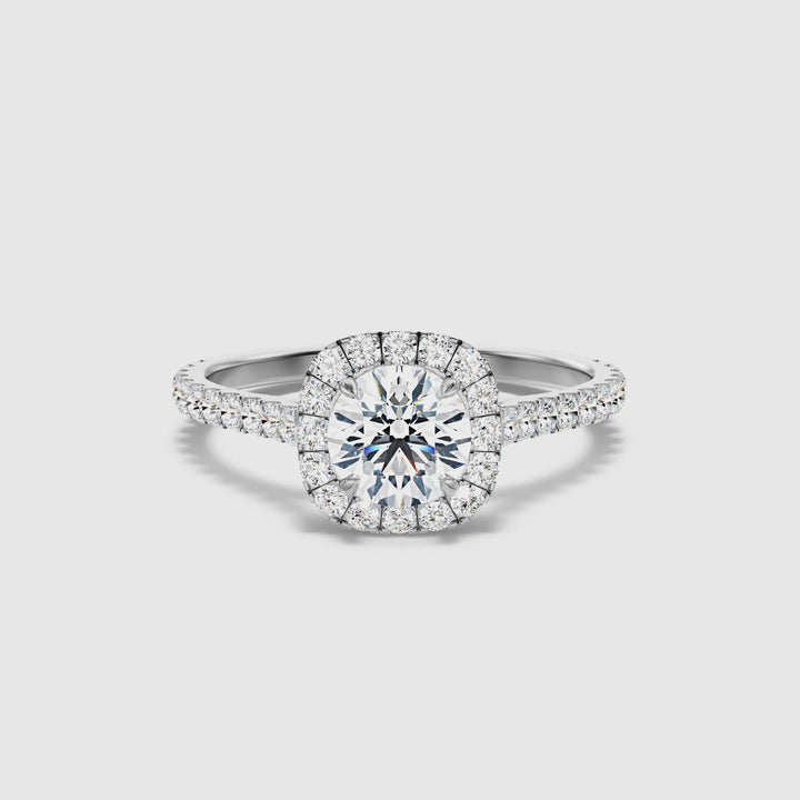 Nia 2 Carat Round Halo Pave Lab Grown Engagement Ring in 10k White Gold