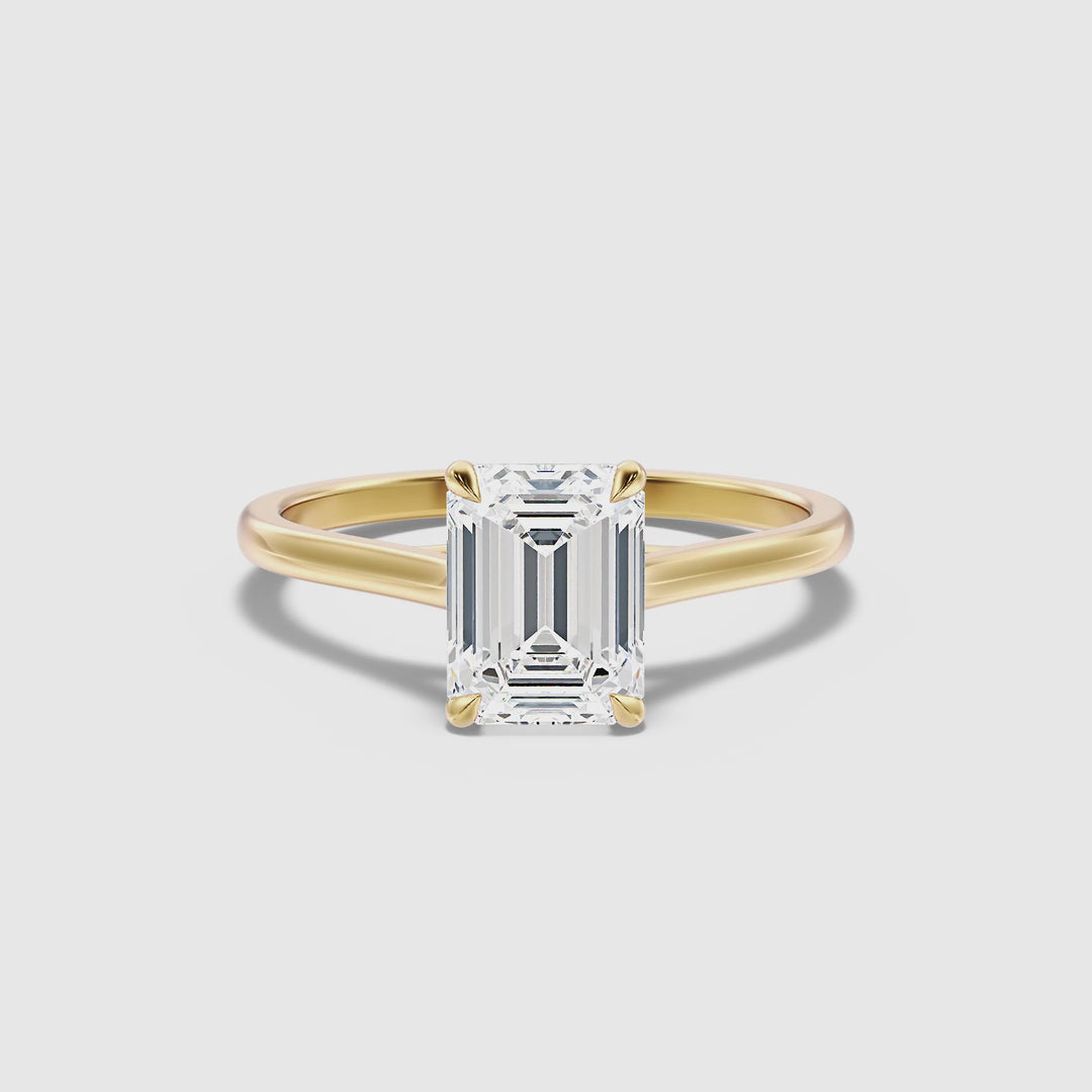 Hana 1 Carat Emerald Cut Solitaire Lab Grown Diamond Ring in 14k Yellow Gold