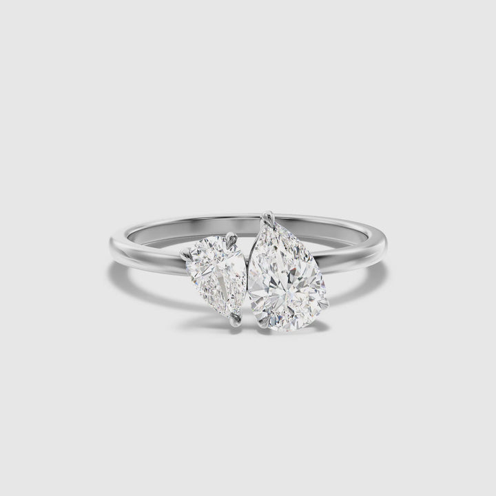 Maisie Toi Et Moi Diamond Ring in 14k White Gold With With Both Pear Two Stone Lab Grown Diamond (2 Ct. Tw.)