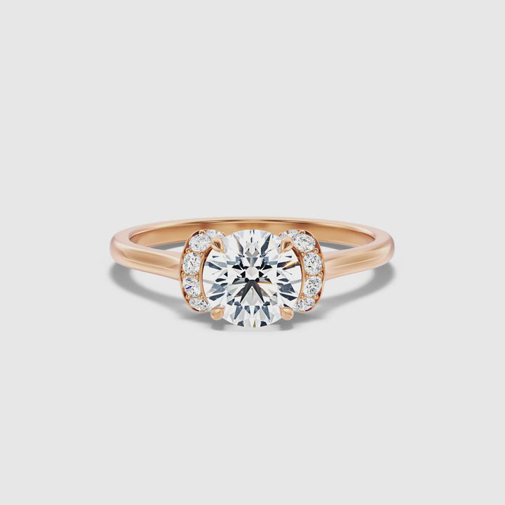 Lux 4 Carat Round Solitaire Pave Lab Grown Engagement Ring in 18k Rose Gold