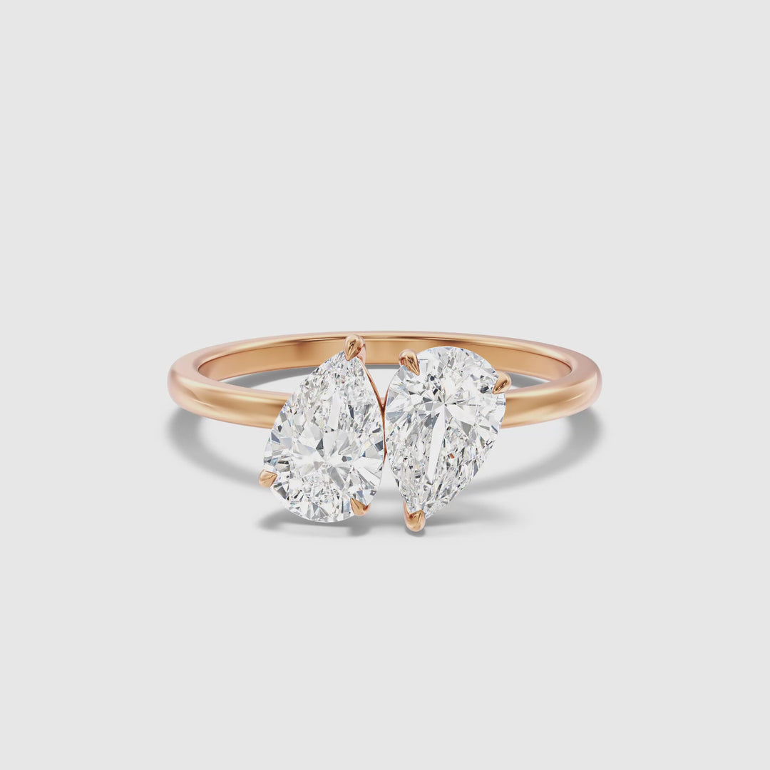 Georgia Toi Et Moi Engagement Ring in 10k Rose Gold With Both Pear Two Stone Lab Grown Diamond (2.5 Ct. Tw.)