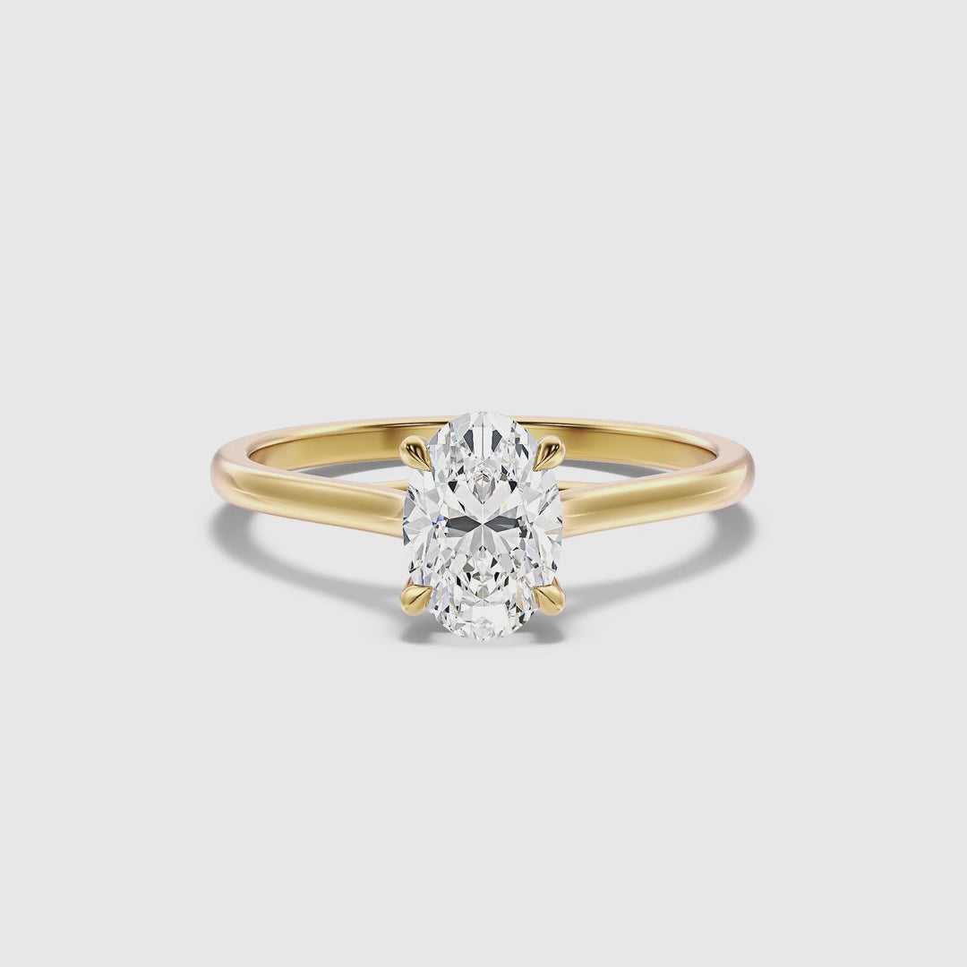 Cindy 4 Carat Oval Solitaire Lab Grown Engagement Ring in 14k Yellow Gold