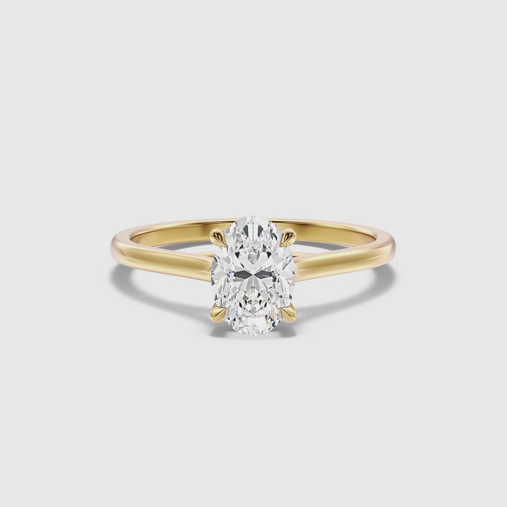 Cindy 4 Carat Oval Solitaire Lab Grown Engagement Ring in 14k Yellow Gold