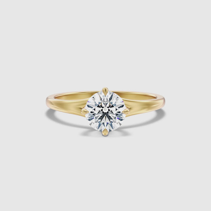 Joy 1 Carat Round Cut Solitaire Moissanite Engagement Ring in 18k Yellow Gold