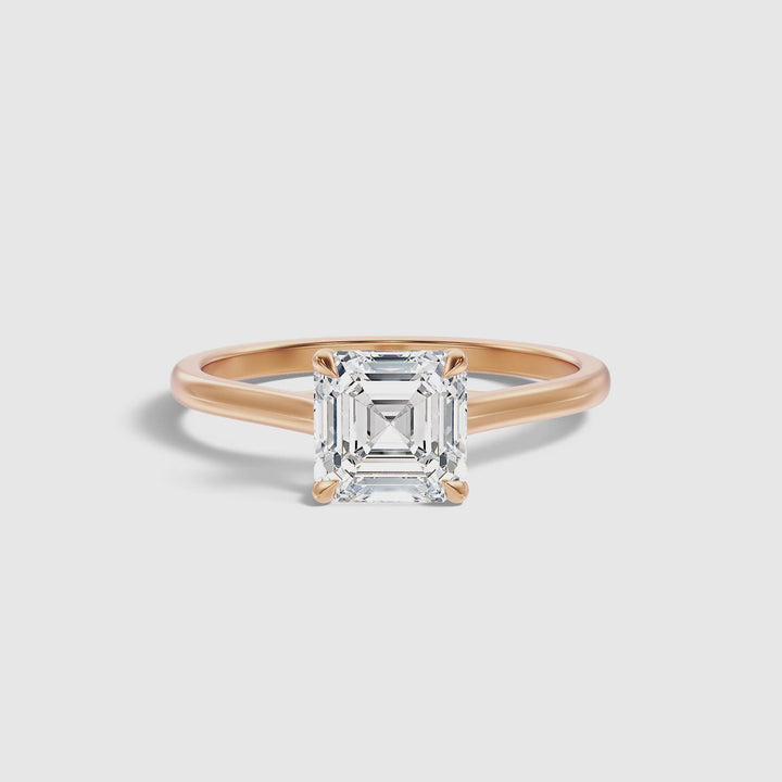 Ada 5.5 Carat Asscher Cut Solitaire Moissanite Engagement Ring in 10k Rose Gold