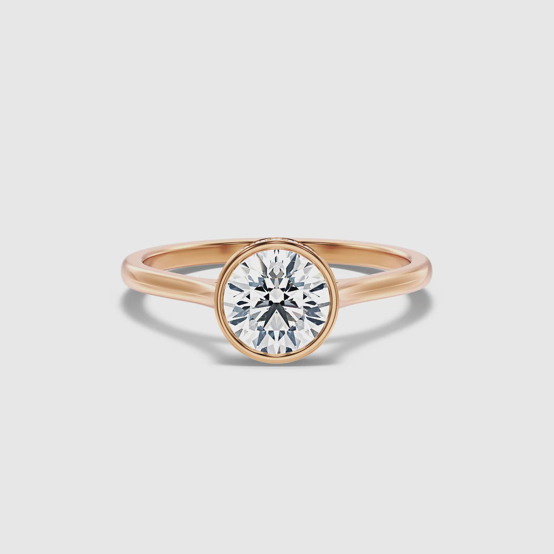 Anya 4 Carat Round Lab Grown Engagement Ring Hidden Halo in 10k Rose Gold