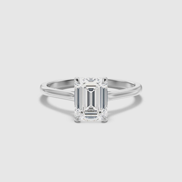 Mary 1 Carat Emerald Cut Solitaire Lab Grown Engagement Ring in 14k White Gold