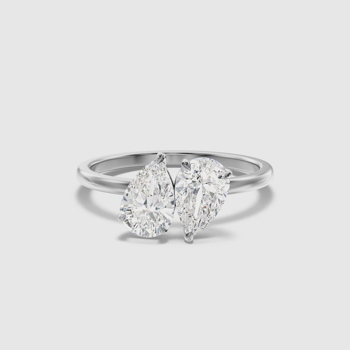 Kate Toi Et Moi Moissanite Ring in 14k White Gold With With Both Pear Two Stone Diamond (3.5 Ct. Tw.)