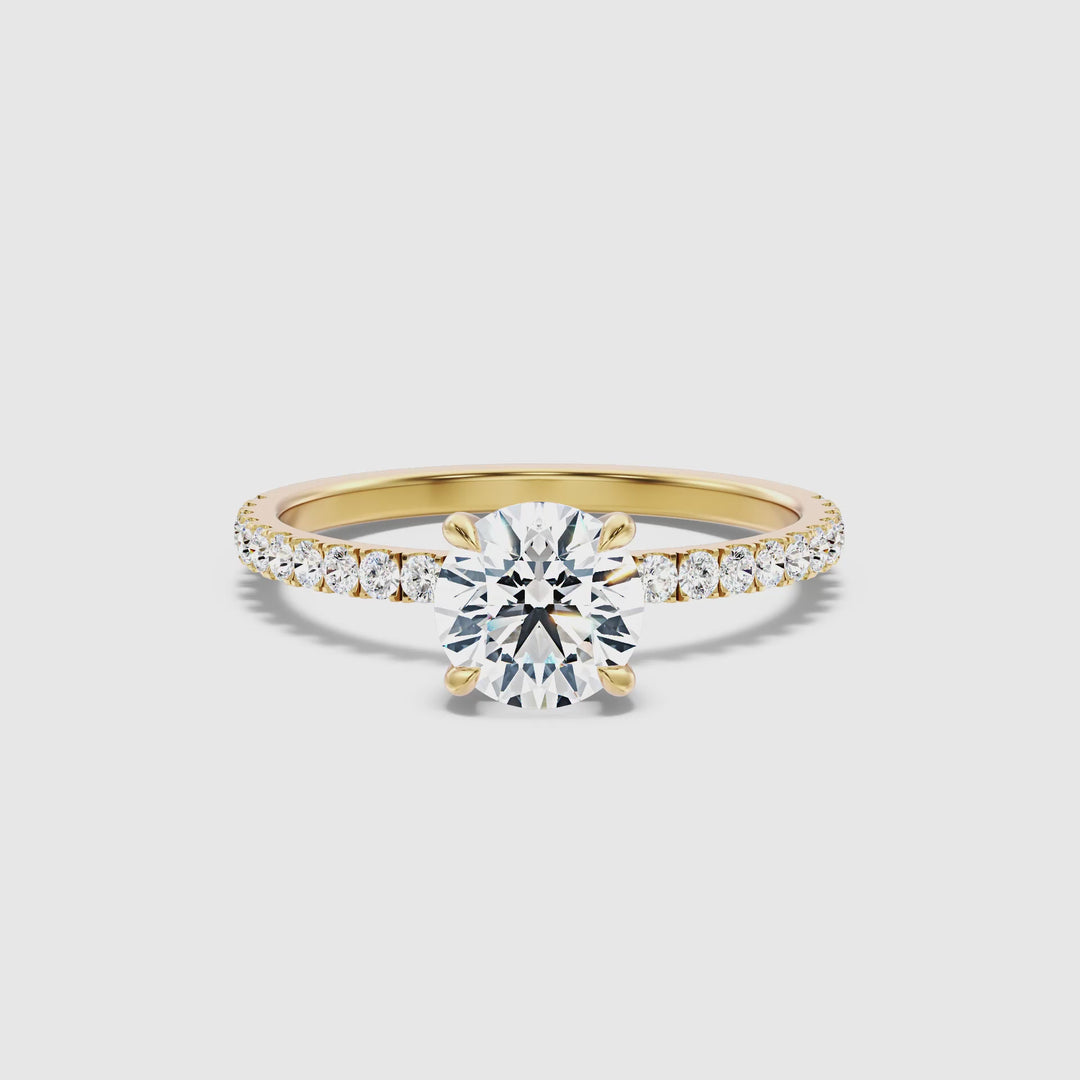 Claire 1 Carat Round Hidden Halo Pave Lab Grown Engagement Ring in 10k Yellow Gold