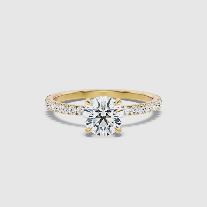 Claire 1 Carat Round Hidden Halo Pave Lab Grown Engagement Ring in 10k Yellow Gold